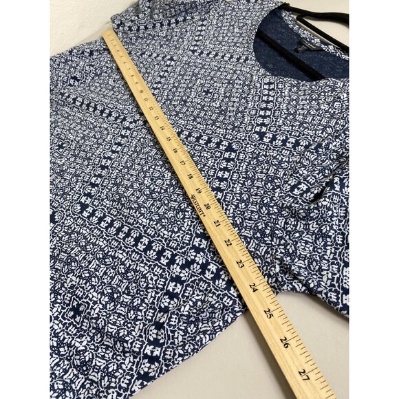 Lucky Brand Women Paisley Floral Boho Tunic Top 3X Cotton Modal Blue Peasant - Picture 5 of 12